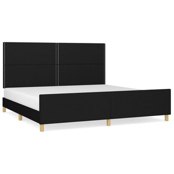 Estructura De Cama Con Cabecero De Tela Negro 200x200 Cm Vidaxl