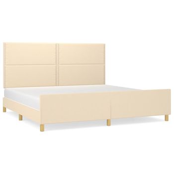 Estructura De Cama Con Cabecero De Tela Color Crema 200x200 Cm Vidaxl