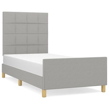 Estructura De Cama Con Cabecero De Tela Gris Claro 80x200 Cm Vidaxl