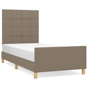 Estructura De Cama Con Cabecero De Tela Gris Taupe 80x200 Cm Vidaxl