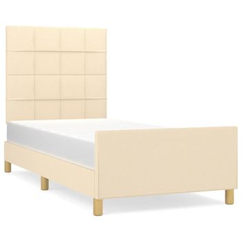 Estructura De Cama Con Cabecero De Tela Color Crema 80x200 Cm Vidaxl