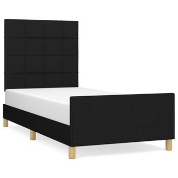 Estructura De Cama Con Cabecero De Tela Negro 100x200 Cm Vidaxl