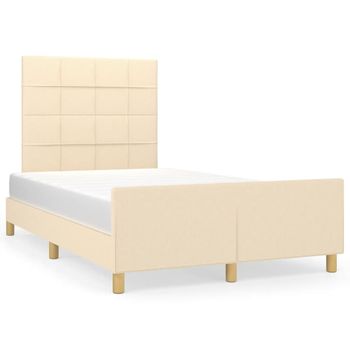 Estructura De Cama Con Cabecero De Tela Color Crema 120x200 Cm Vidaxl