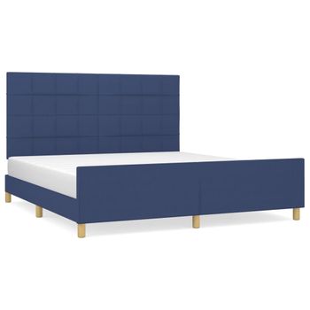 Estructura De Cama Con Cabecero De Tela Azul 160x200 Cm Vidaxl