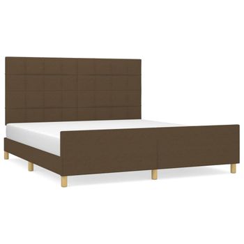 Estructura De Cama Con Cabecero De Tela Marrón 180x200 Cm Vidaxl