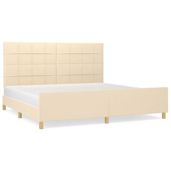 Estructura De Cama Con Cabecero De Tela Color Crema 200x200 Cm Vidaxl