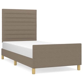 Estructura De Cama Con Cabecero De Tela Gris Taupe 90x190 Cm Vidaxl