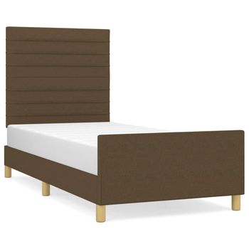 Estructura De Cama Con Cabecero De Tela Marrón 100x200 Cm Vidaxl