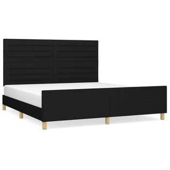 Estructura De Cama Con Cabecero De Tela Negro 180x200 Cm Vidaxl