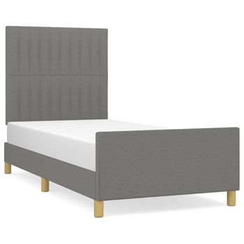 Estructura De Cama Con Cabecero De Tela Gris Oscuro 80x200 Cm Vidaxl