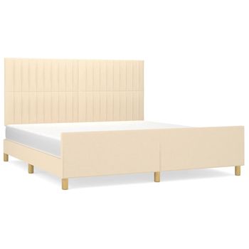 Estructura De Cama Con Cabecero De Tela Color Crema 180x200 Cm Vidaxl