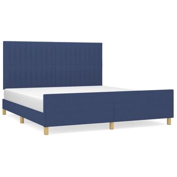 Estructura De Cama Con Cabecero De Tela Azul 180x200 Cm Vidaxl