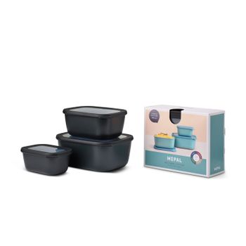 Set De 3 Botes De Cocina Cirqula Rectangular 750 / 1500 / 3000 Ml.