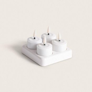 Pack 4 Velas Led Mini Con Batería Recargable Base Usb Hanly Blanco