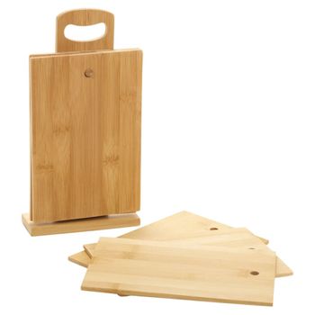 Juego De Tablas De Cortar Con Soporte 7 Pzas Bambú Excellent Houseware