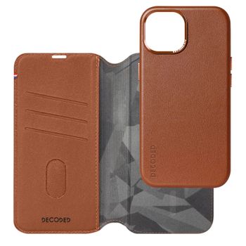 Funda De Piel Para Iphone 15 Funda Desmontable Antichoque Cartera Decoded Marrón