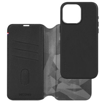 Funda De Piel Para Iphone 15 Pro Funda Desmontable Cartera Decoded Negro