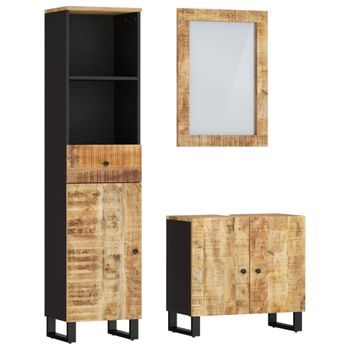 Conjunto De Muebles De Baño 3 Piezas Madera Maciza De Mango Vidaxl