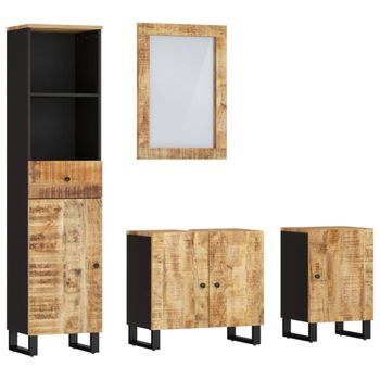 Conjunto De Muebles De Baño 4 Piezas Madera Maciza De Mango Vidaxl