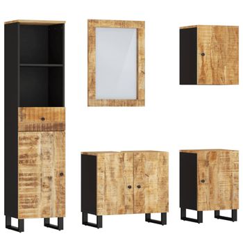 Conjunto De Muebles De Baño 5 Piezas Madera Maciza De Mango Vidaxl