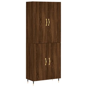 Aparador Alto Madera Contrachapada Marrón Roble 69,5x34x180 Cm Vidaxl