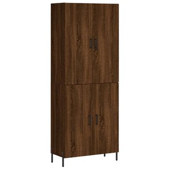 Aparador Alto Madera Contrachapada Marrón Roble 69,5x34x180 Cm Vidaxl