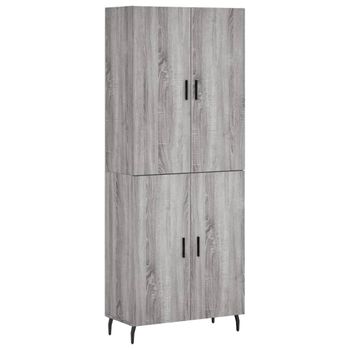 Aparador Alto Madera Contrachapada Gris Sonoma 69,5x34x180 Cm Vidaxl