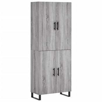 Aparador Alto Madera Contrachapada Gris Sonoma 69,5x34x180 Cm Vidaxl