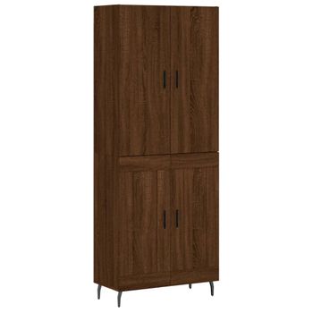 Aparador Alto Madera Contrachapada Marrón Roble 69,5x34x180 Cm Vidaxl