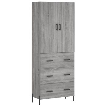 Aparador Alto Madera Contrachapada Gris Sonoma 69,5x34x180 Cm Vidaxl