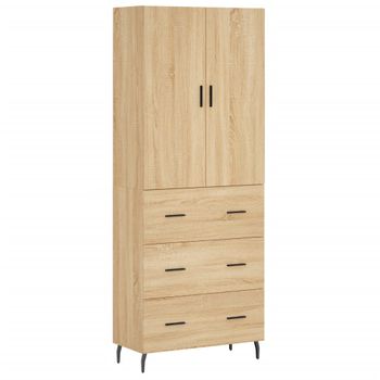 Aparador Alto Madera Contrachapada Color Roble 69,5x34x180 Cm Vidaxl