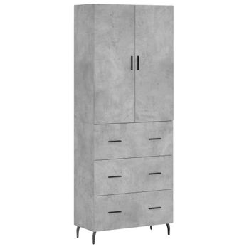 Aparador Alto Madera Contrachapada Gris Hormigón 69,5x34x180 Cm Vidaxl