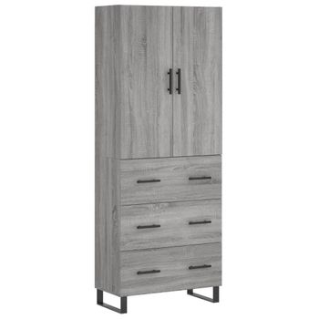 Aparador Alto Madera Contrachapada Gris Sonoma 69,5x34x180 Cm Vidaxl