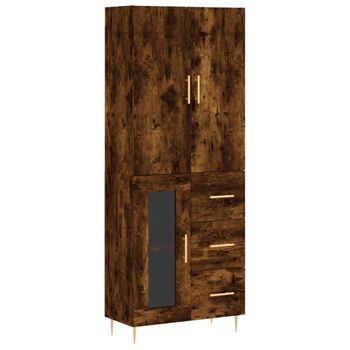 Aparador Alto Madera Contrachapada Roble Ahumado 69,5x34x180 Cm Vidaxl