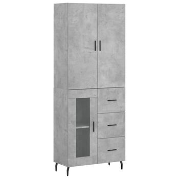 Aparador Alto Madera Contrachapada Gris Hormigón 69,5x34x180 Cm Vidaxl