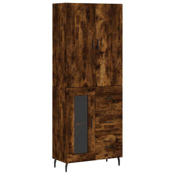 Aparador Alto Madera Contrachapada Roble Ahumado 69,5x34x180 Cm Vidaxl