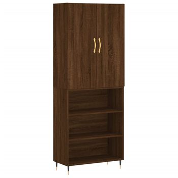 Aparador Alto Madera Contrachapada Marrón Roble 69,5x34x180 Cm Vidaxl