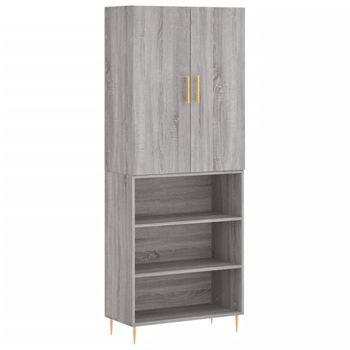 Aparador Alto Madera Contrachapada Gris Sonoma 69,5x34x180 Cm Vidaxl