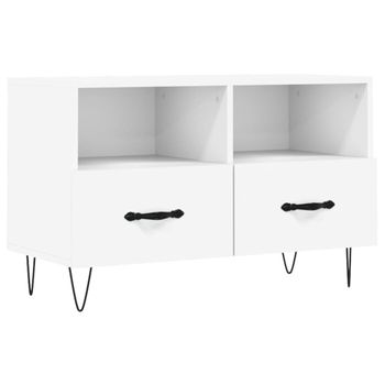 Mueble Para Tv Madera Contrachapada Blanco 80x36x50 Cm Vidaxl