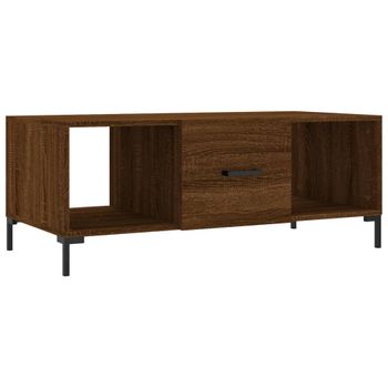 Mesa De Centro Madera Contrachapada Roble Marrón 102x50x40 Cm Vidaxl