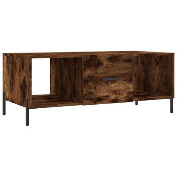 Mesa De Centro Madera Contrachapada Roble Ahumado 102x50x40 Cm Vidaxl