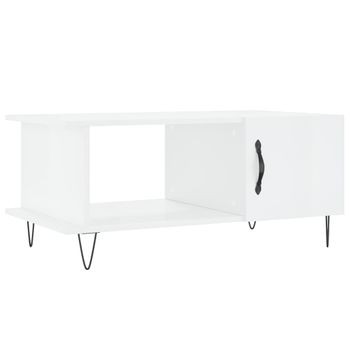 Mesa De Centro Madera Contrachapada Blanco Brillo 90x50x40 Cm Vidaxl