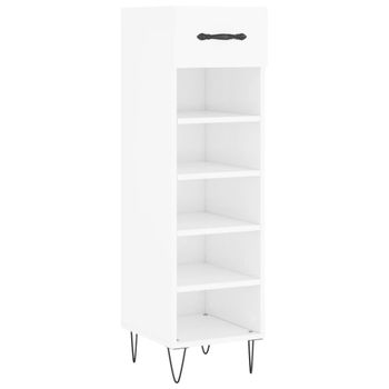 vidaXL Mueble zapatero madera contrachapada blanco brillo 70x36x60 cm –  Bechester