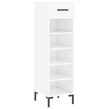 Mueble zapatero madera contrachapada blanco brillo 60x35x105 cm -  referencia Mqm-829614