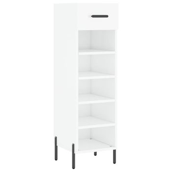 Mueble Zapatero Madera Contrachapada Blanco Brillo 30x35x105 Cm Vidaxl