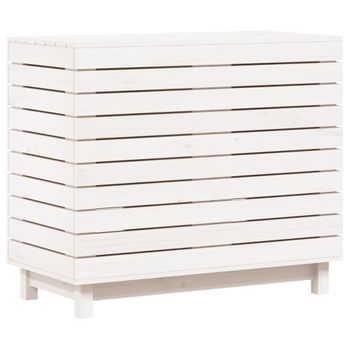 Cesto Para La Ropa Sucia Madera Maciza Pino Blanco 88,5x44x76cm Vidaxl