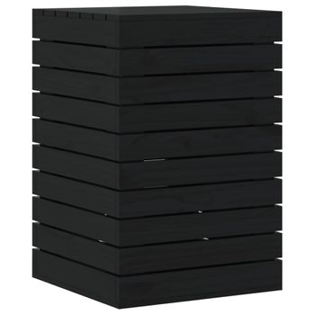 Cesto Para La Ropa Sucia Madera Maciza Pino Negro 44x44x66 Cm Vidaxl