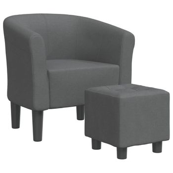 Sillón Con Taburete Tela Gris Oscuro Vidaxl