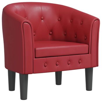 Sillón Cuero Sintético Rojo Tinto Vidaxl