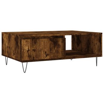 Mesa De Centro Madera De Ingeniería Roble Ahumado 90x60x35 Cm Vidaxl